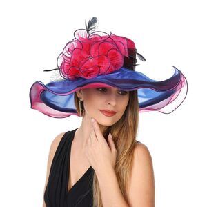 9419 Derby Hat For Women Organza Fascinator Tea Party Wedding Church Dress